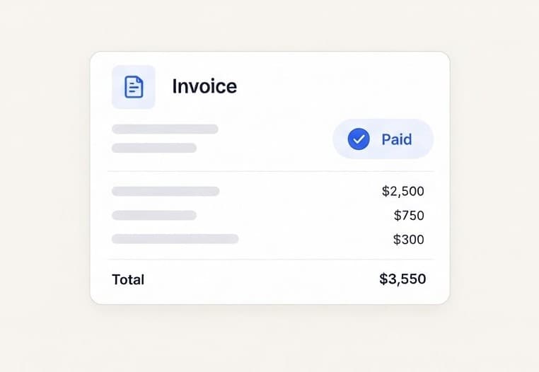 A paid invoice of $3,550