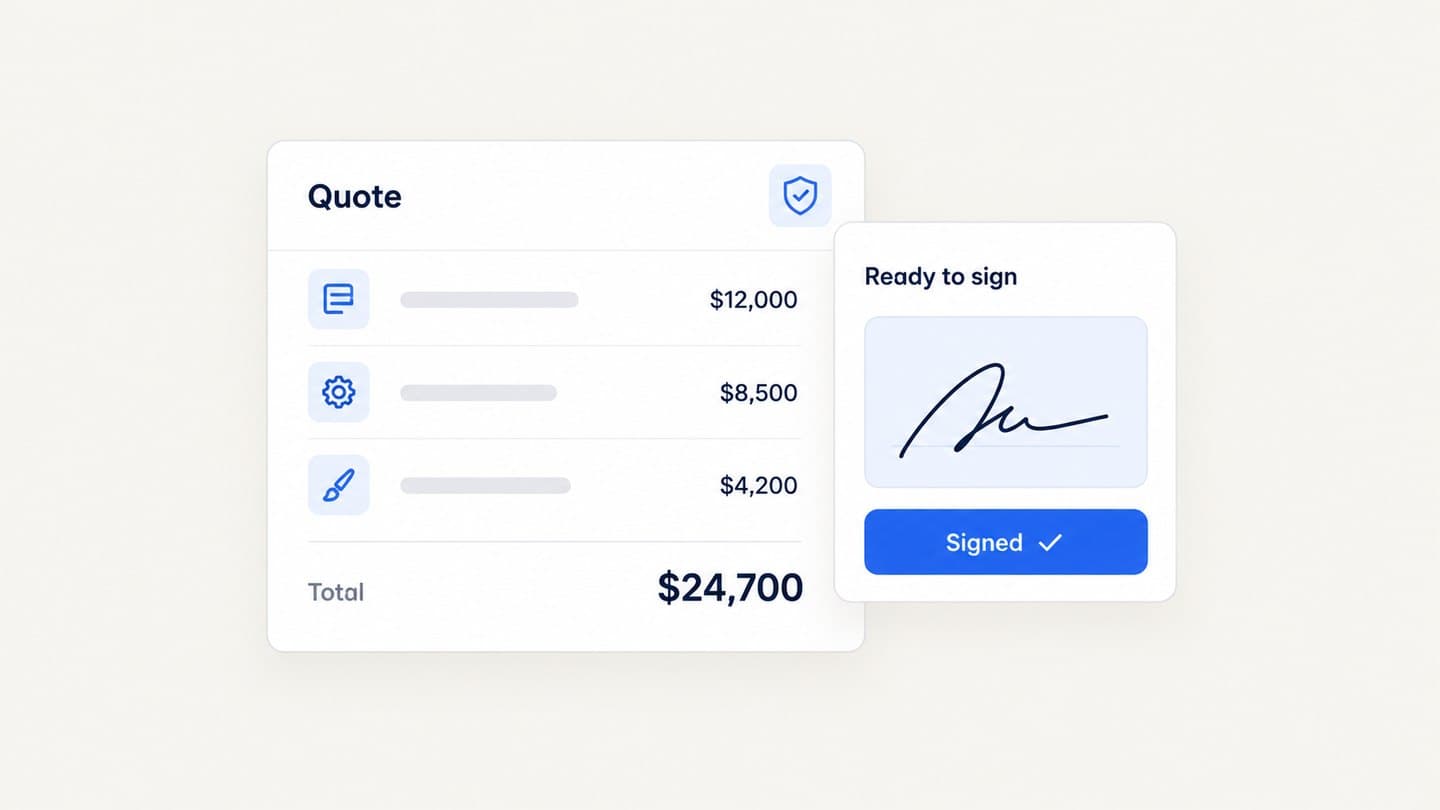 A quote totalling $24,700, ready to sign and signed